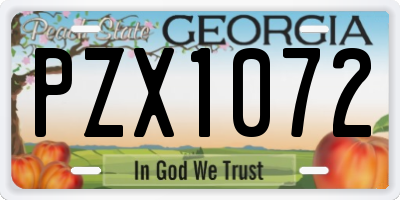 GA license plate PZX1072