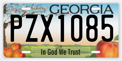 GA license plate PZX1085