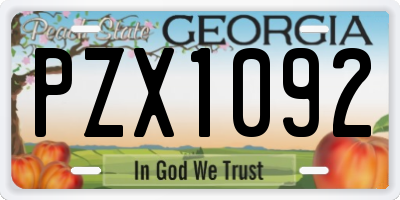 GA license plate PZX1092