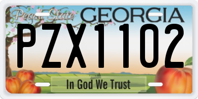 GA license plate PZX1102