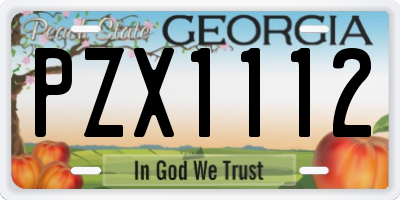 GA license plate PZX1112