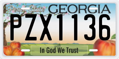GA license plate PZX1136