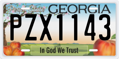 GA license plate PZX1143