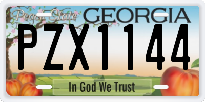 GA license plate PZX1144