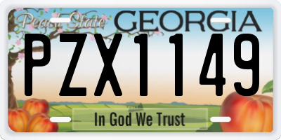 GA license plate PZX1149