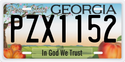 GA license plate PZX1152