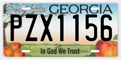 GA license plate PZX1156