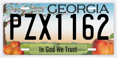 GA license plate PZX1162