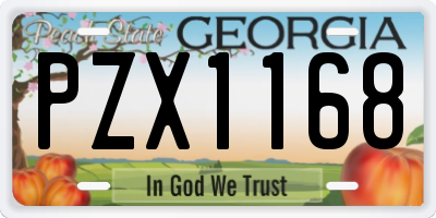 GA license plate PZX1168