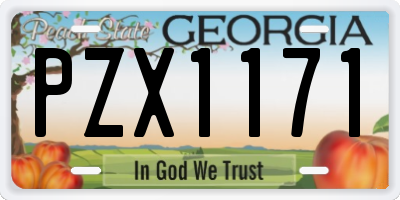 GA license plate PZX1171