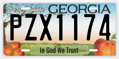 GA license plate PZX1174