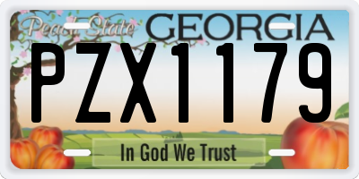 GA license plate PZX1179