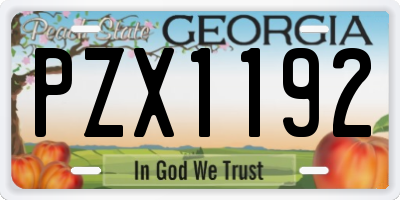 GA license plate PZX1192