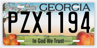 GA license plate PZX1194