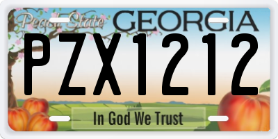GA license plate PZX1212