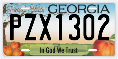 GA license plate PZX1302