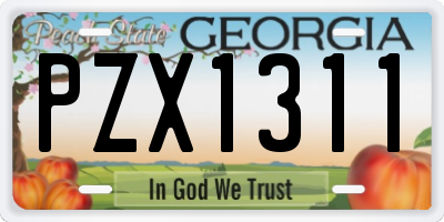 GA license plate PZX1311