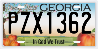 GA license plate PZX1362