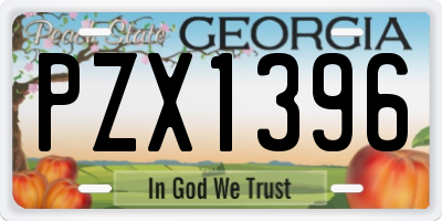 GA license plate PZX1396