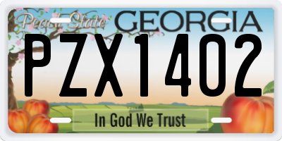 GA license plate PZX1402