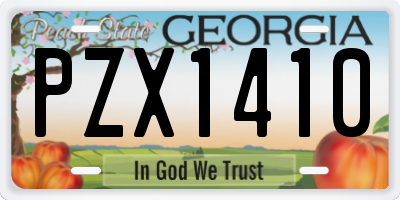 GA license plate PZX1410