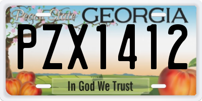 GA license plate PZX1412