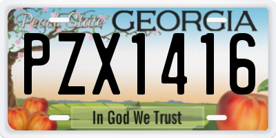 GA license plate PZX1416