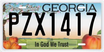 GA license plate PZX1417