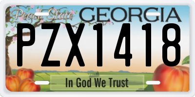 GA license plate PZX1418