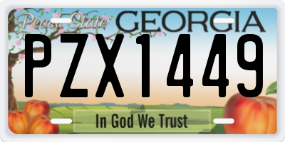 GA license plate PZX1449