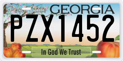 GA license plate PZX1452