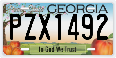 GA license plate PZX1492