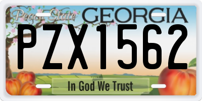 GA license plate PZX1562