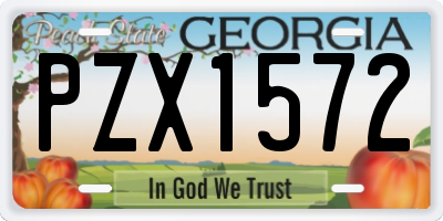 GA license plate PZX1572