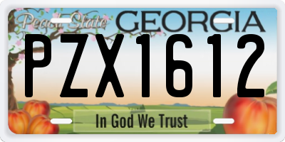GA license plate PZX1612