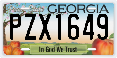 GA license plate PZX1649