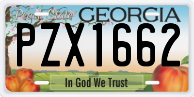 GA license plate PZX1662
