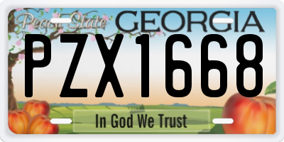 GA license plate PZX1668