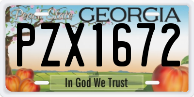 GA license plate PZX1672