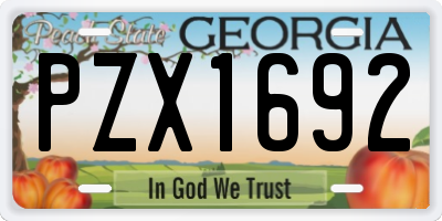 GA license plate PZX1692