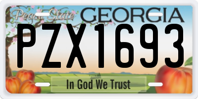 GA license plate PZX1693