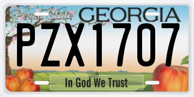 GA license plate PZX1707