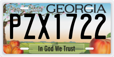 GA license plate PZX1722