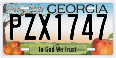 GA license plate PZX1747