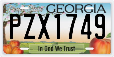 GA license plate PZX1749