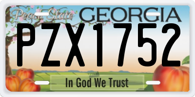 GA license plate PZX1752