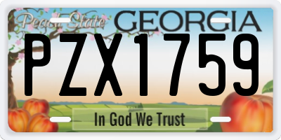 GA license plate PZX1759
