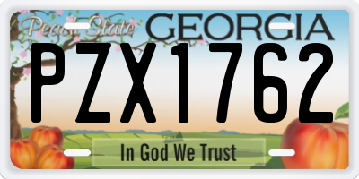 GA license plate PZX1762
