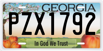 GA license plate PZX1792