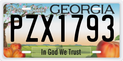 GA license plate PZX1793